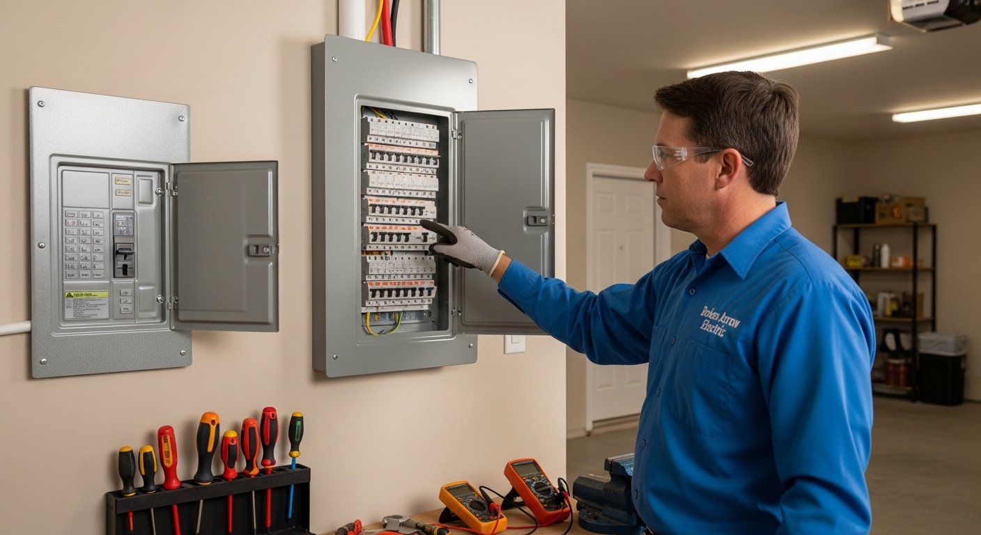 Organized electrical panel wiring and breakers